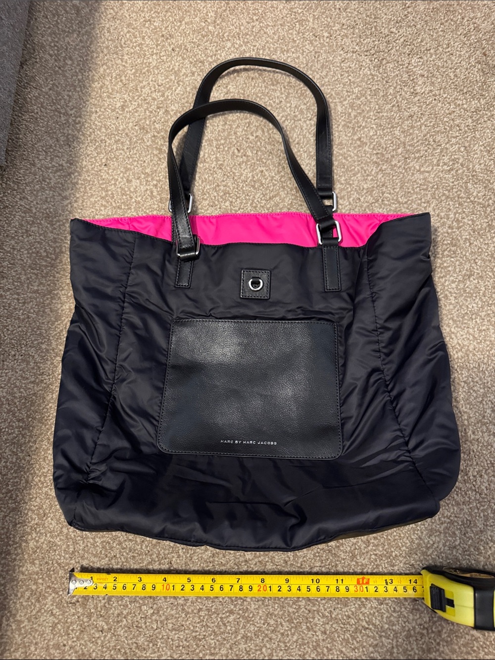 Marc by Marc Jacobs Black Tote with Hot Pink Trim